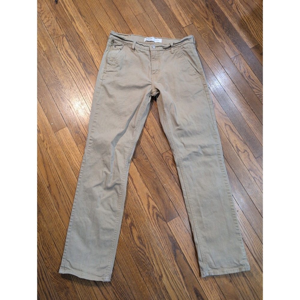 Signature Levi Strauss S67 Athletic Fit Khaki Tan Denim Stretch Pants Mens 32x34